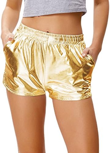 Yoga Hot Shorts Shiny Metallic Pants 