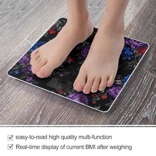Báscula Digital de Baño Floral Negra Precisa y Estable miniatura 5