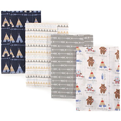 Image of Luvable Friends Unisex Baby Cotton Flannel Burp Cloths, Tribe, One Size