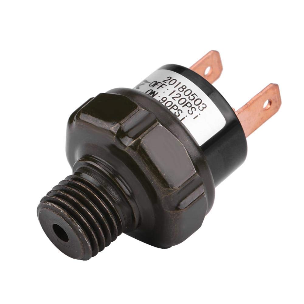 Qiilu Przełącznik sterowania ciśnieniem powietrza, 12 V uniwersalny automatyczny przełącznik sprężarki powietrza (90-120 PSI)