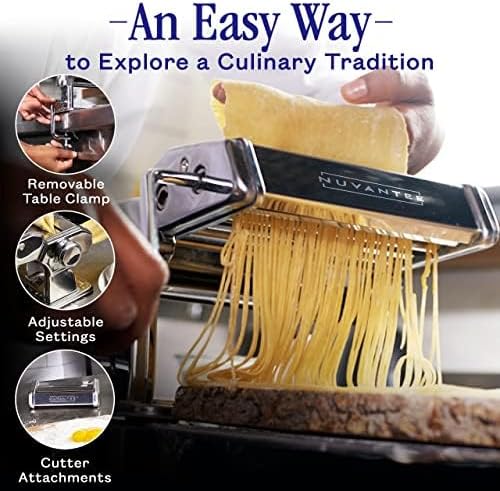 Mquina para hacer pasta, prensa manual manual, ajustes de grosor ajustables, mquina de fideos con rodillos y cortador de aleacin de aluminio lavables, perfecta para espaguetis, fettuccini, lasaa