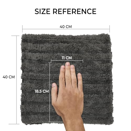 Image of Cutting EDGE 900 GSM - Pack of 1 - Microfiber Car Cleaning & Drying Towel (40 x 40 cm), Thick Soft Lint-Free & Streak-Free Super Absorbent Double Layer Cloth for Car & Bike (Grey)