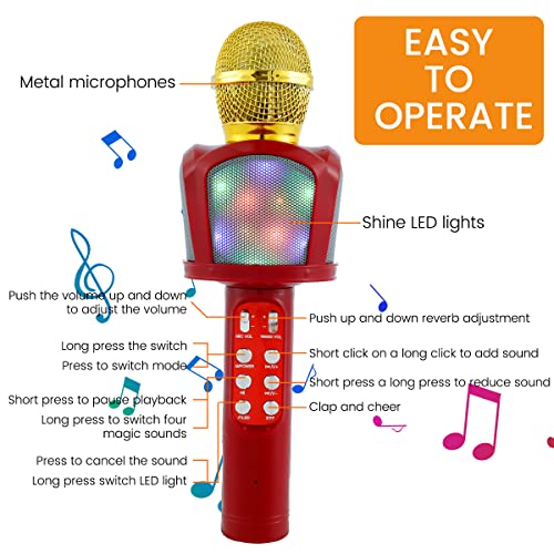 JaryforAZ_BRKaraoke Microphone Wireless Bluetooth5. 0 Microfone de Karaoke com Luzes LED 3W 1200mAh