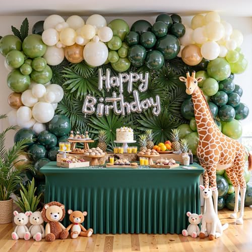 Image of Outpain 8ft Spandex Table Cloth for Standard Folding Tables-4Pack Hunter Green Table Cloth Table Protector for Party, Wedding, Cocktail, Banquet, Festival