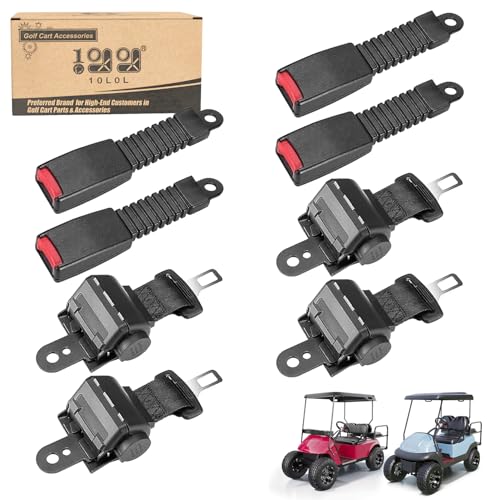 10L0L 4PCS Universal Retractable Golf Cart Seat Belt Kit for Yamaha, EZGO, Club Car, Fits Front Rear Seat (Not Include Bracket)