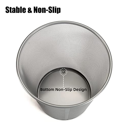Image of 20PCS Mesh Trash Cans,6 Gal Mesh Office Trash Can, Silver Open Metal Wire Wastebaskets, Waste Basket Trash Can for Near Desk, Garbage Can,Recycling Garbage Container Bin for Office&Home