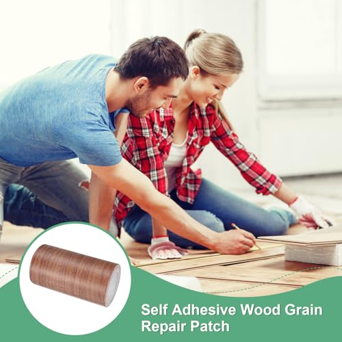 Image of M METERXITY 1-Roll Wood Grain Repair Tape, 4 Inch x 15ft Self-Adhesive Wood Floor Tape, Realistic Textured Repair Patch, Contact Paper for Furniture /Floors /Home Decor [Chocolate]
