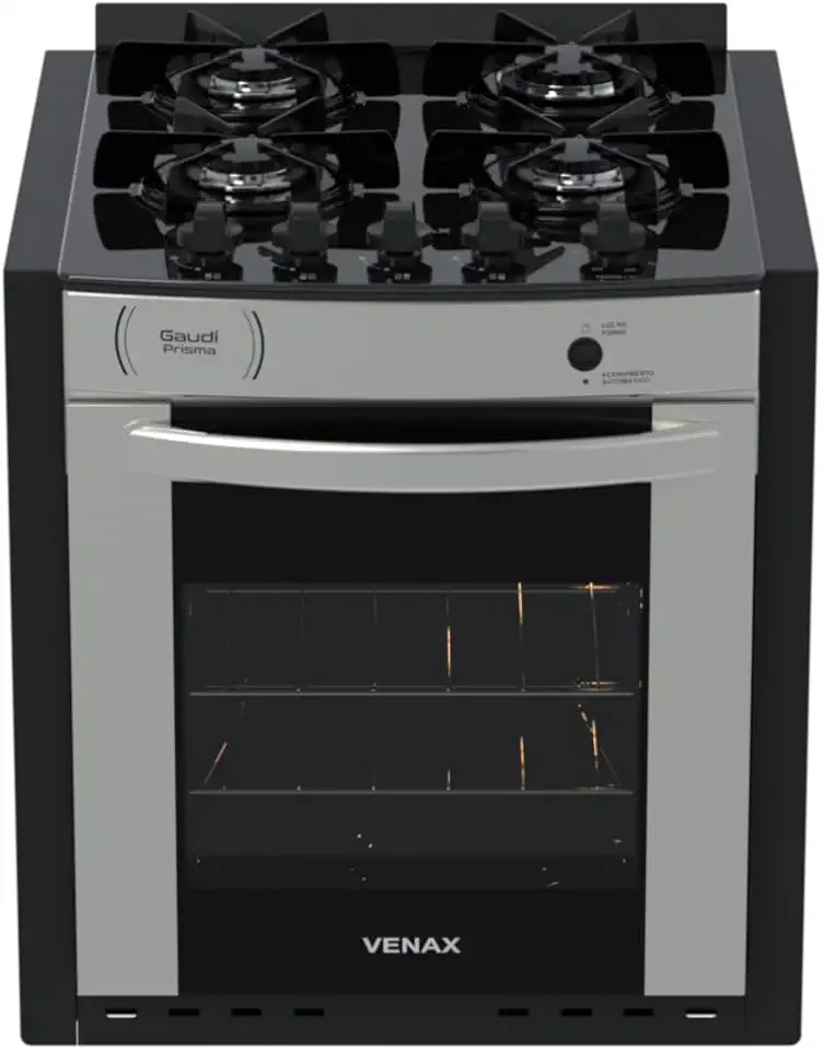 Fogao A Gas De Embutir Gaudi Prisma Vitreo Bl 4q Inox Gas Glp