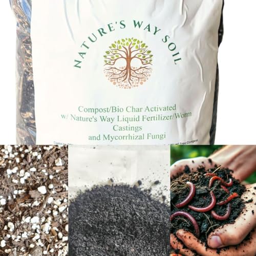 Nature's Way Soil Enhanced Living Compost – with Fermented Duckweed Extract, 20% Worm Castings, 20% Activated BioChar, 60% Weed-Free Compost – Organic Garden Soil Amendment for Root & Plant Growth