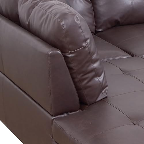 Miniatura 15 de Ponliving Furniture - Sofá seccional moderno de cuero en forma de L, para mano izquierda (rojo) Rojo