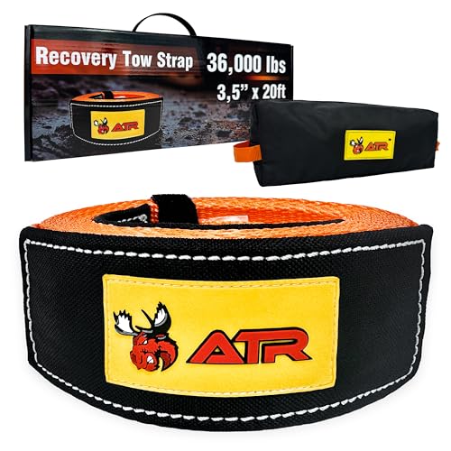 ATR Recovery Tow Strap 3.5 x 20ft 36 000 lbs Break Strength Heavy Duty Snatch Strap for Truck SUV UTV Off-Road Pulling Tow Rope with Storage Bag
