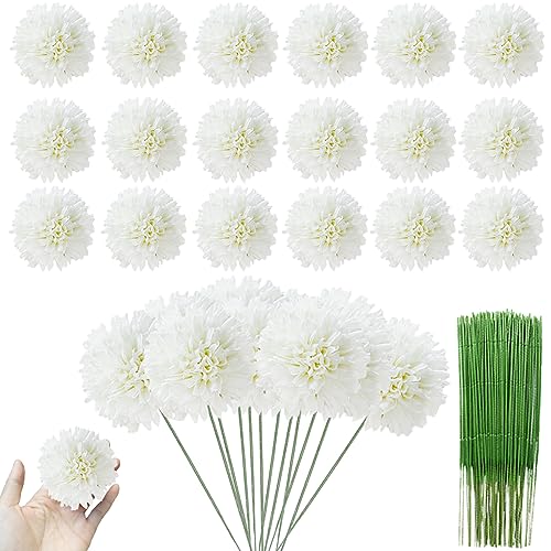 HinyoCo 30 pièces Fleurs Artificielles en Boule de Chrysanthème avec Tiges en Soie Arrangement...
