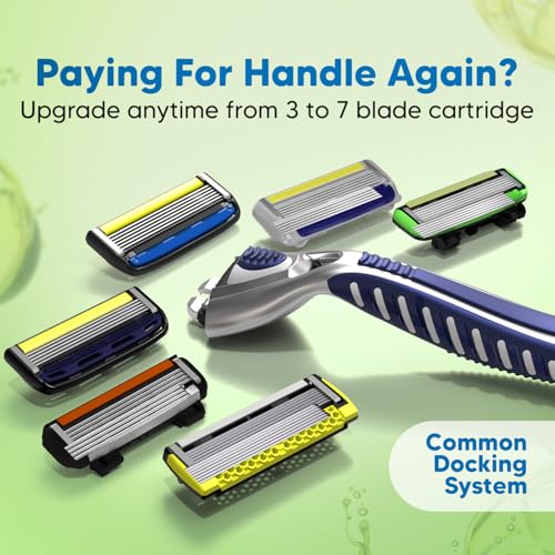 Image of LetsShave Pro 6 Maxxx - world's 1st 6 blade razor for men, Precision Back Blade | 1 Handle + 1 Cartridge + Travel Cap | Open-Flow Anti-Clog | Micro-Span Curved Blades | Common Docking Fits Pro 4 /5 /6 /7