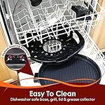 Elite Gourmet EMG-980B Smokeless Electric Tabletop Grill Nonstick, 6-Serving, Dishwasher Safe Removable Grilling Plate, Grill Indoor, Tempered Glass Lid, Adjustable Temperature, 14" Black - Image 2