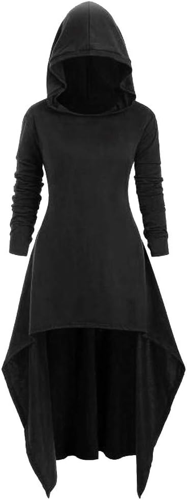 Fashion Renaissance Costumes Women's Hooded Skirt Pullover Long Sleeve High Bandage Dress Cloak Dress
