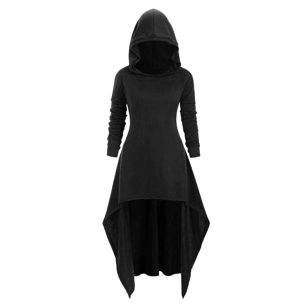 Fashion Renaissance Costumes Women's Hooded Skirt Pullover Long Sleeve High Bandage Dress Cloak Dress
