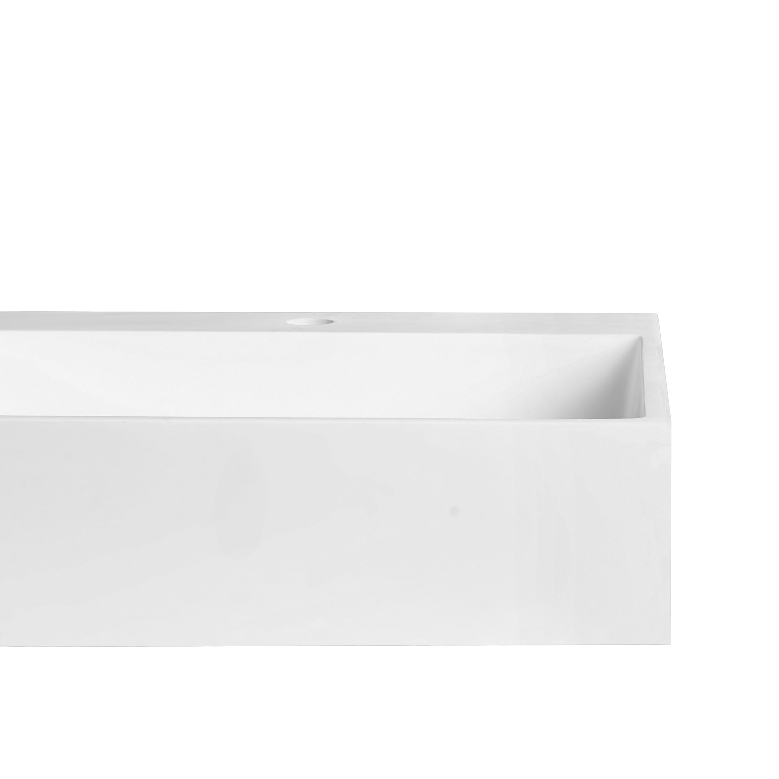 Lavabo suspendido de pared clásico rectangular fundición mineral acabado mate 150 x 48 cm blanco Cusco
