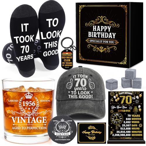 70th Birthday Gifts for Men - Happy 70th Birthday Gifts for Him, Back in 1956 70 Bday Whisky Presents Vintage Aniversary, 70 Table Sign Party Decoration for Father Grandad Grandpa Grandfather