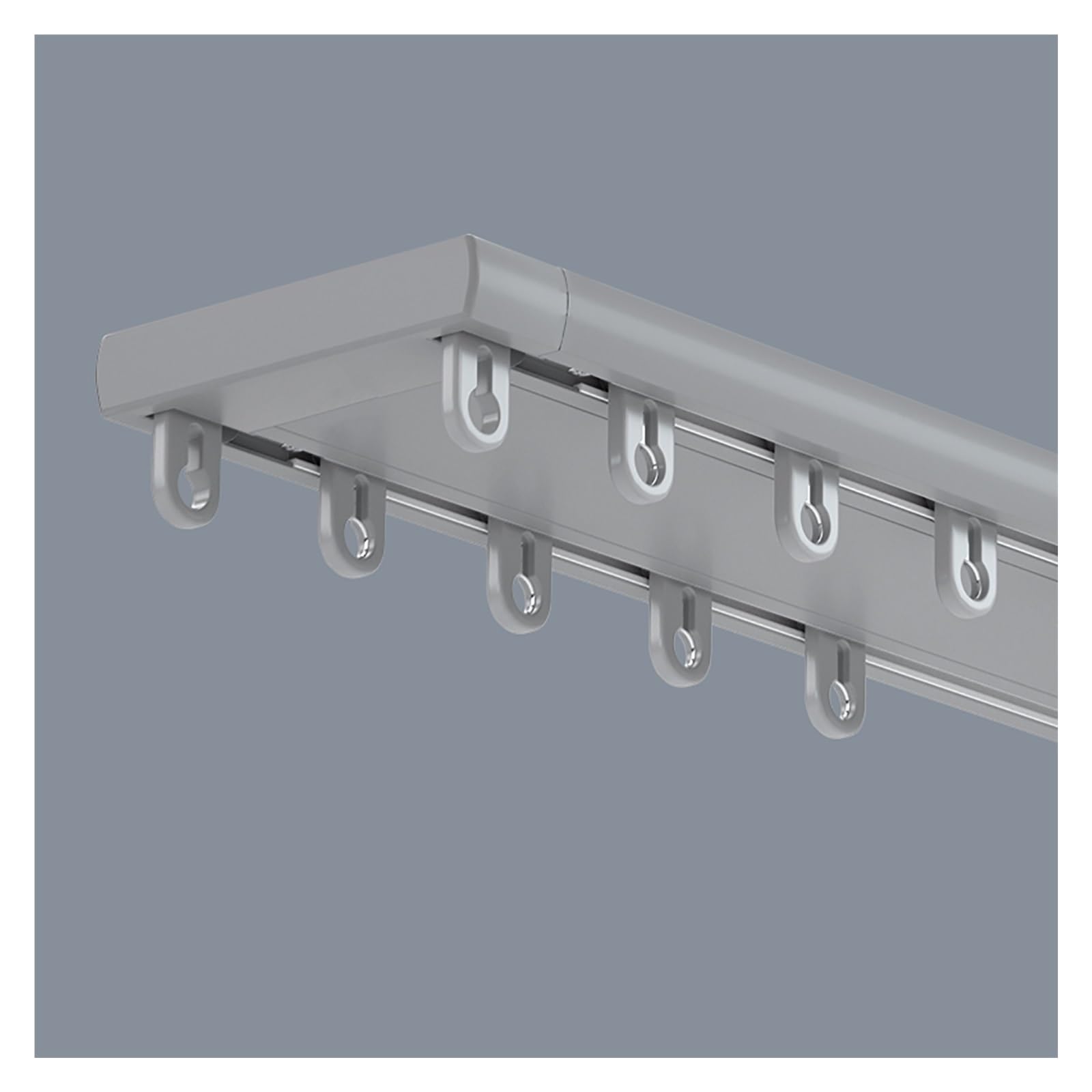 Dwutorowy uchwyt sufitowy syjamska 2-ścieżkowa szyna ślizgowa do salonu, łazienki, sypialni, trwały aluminiowy pręt sufitowy (szary, 3,4 m)