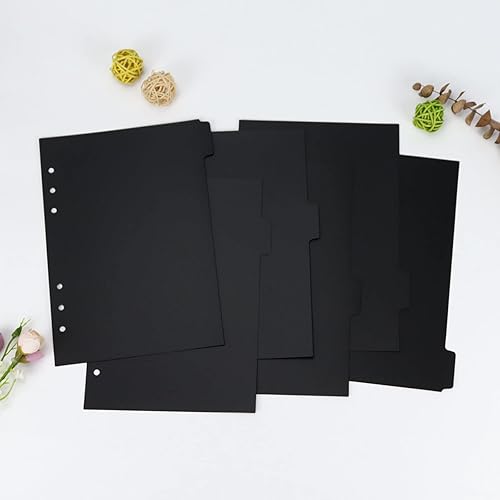 Miniatura 3 de Koqye Divisores de carpeta de índice A7, divisor de papel de color negro con 6 pestañas para diario de viaje, cuadernos, planificador de diario