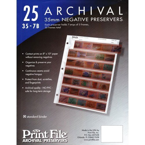 3 x Archival Storage Sheets 35-7B25 for 35mm Film Negatives 7 Strips 25 Pack