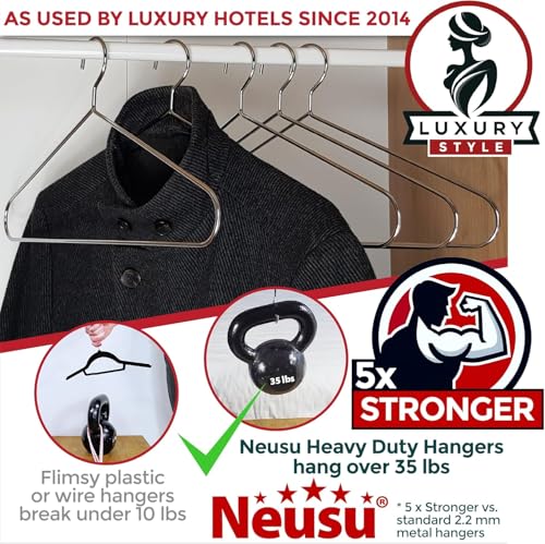 Image of Space Saving Cloth Hanger Heavy Duty Metal Shirt Coat Hangers || Stainless Steel Clothes Hanger || Cothes Hangers for Wardrobe Steel with Polished Chrome, 17 Inch Silver Metal Wire Saree Hanger (12)