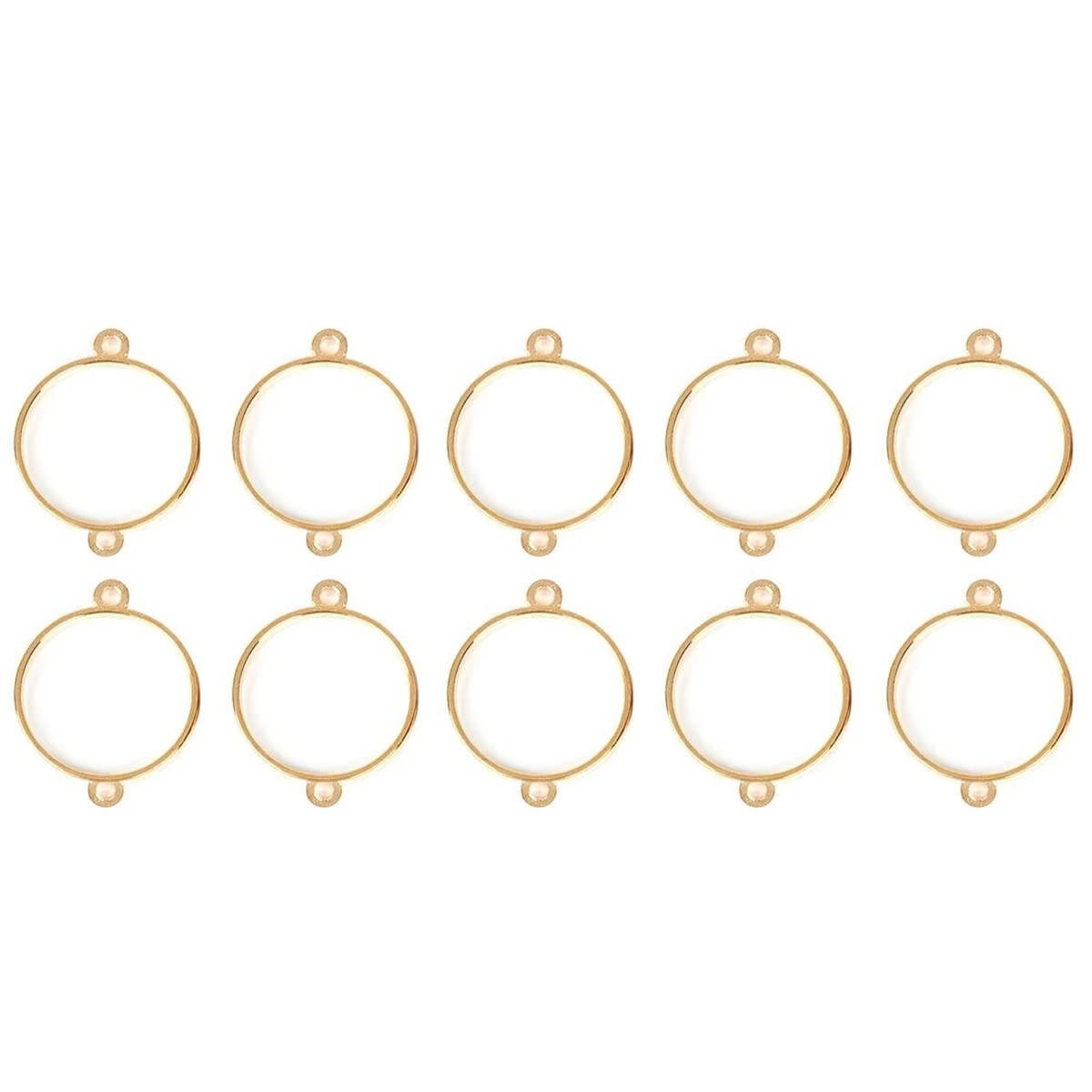 Excellentcrafts 20Pcs Open Back Bezel Connector Circle Charm (28mm 10Pcs & 32mm 10 Pcs) - Gold (28 & 32)