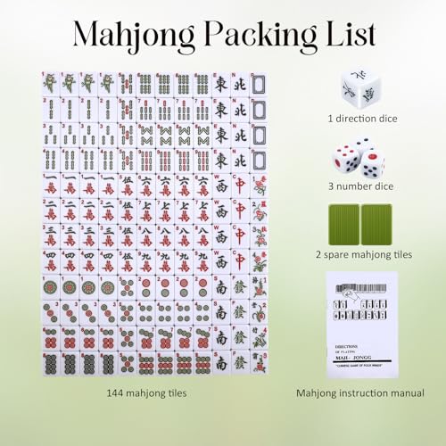 Jeu de Mahjong Chinois de qualité supérieure avec 146 pièces gravées