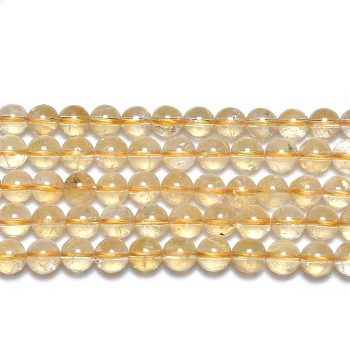 Golden Citrine Beads Plain Round 6mm Strand Of 62+