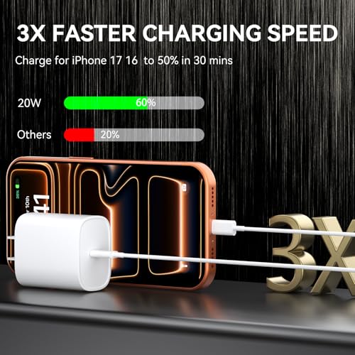 Chargeur rapide USB C 20W et câble robuste pour Phone 14 Pro Max