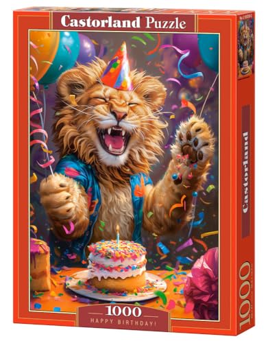 CASTORLAND Puzzle de 1 000 pièces avec inscription « Happy Birthday Lion Party Scène » amusante pour adultes, Castorland C-105359-2