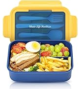 HOTEC Bento Lunch Box for Kids and Adults Built-in Knife, Fork & Spoon, 1400ML Portable Bento Box...