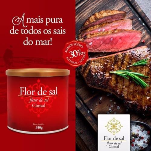 Flor De Sal Cimsal, 350g Rico em Minerais Como Magnésio, Sódio, Iodo e Potássio Kit Com 9 Latas