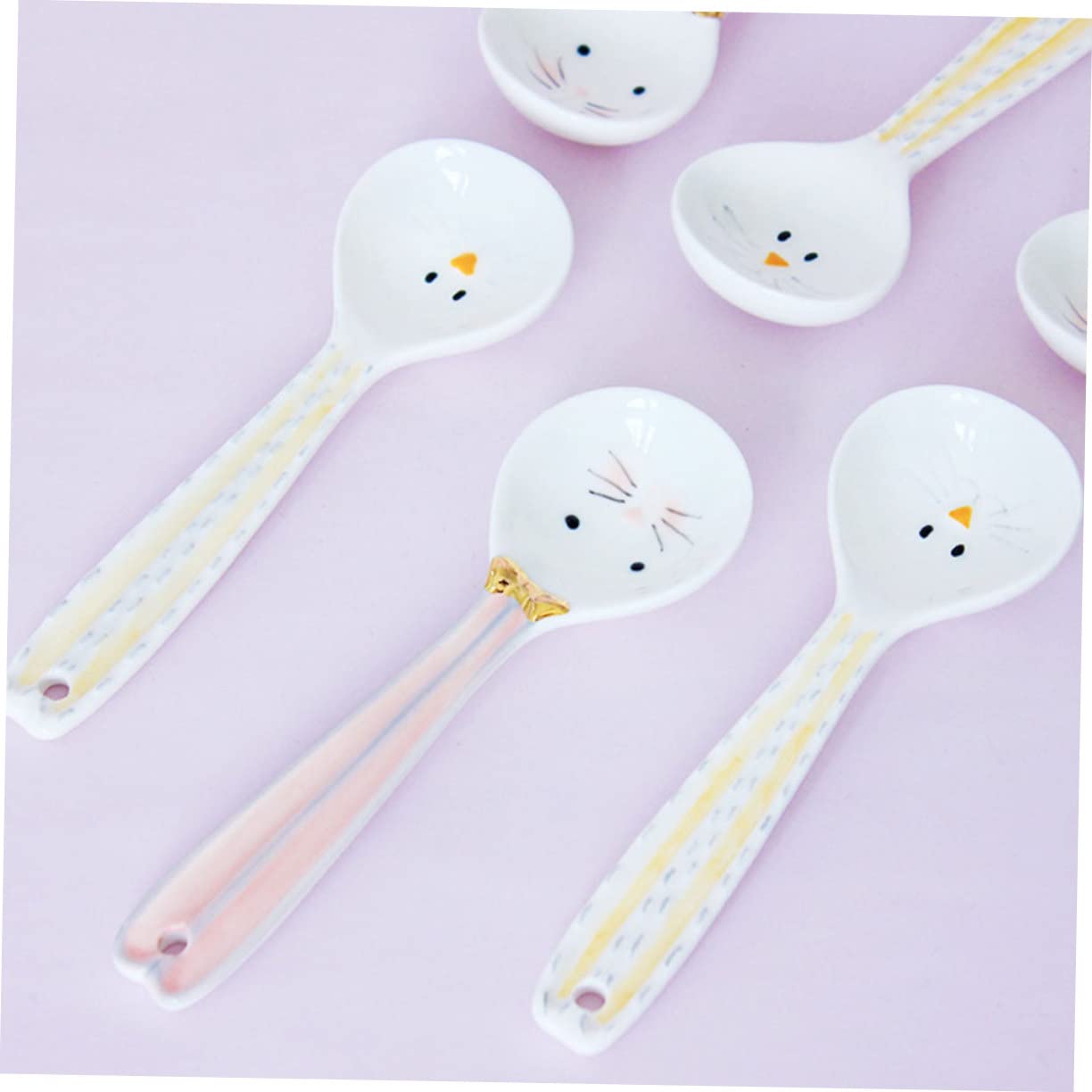 Alipis 4stücke Cartoon Keramik Löffel Ergonomische Frühstücks Und Suppenlöffel Gesundes Sicheres Design Für Kaffee Und Desserts Farbenfrohe Dekoration Für Jede Küche