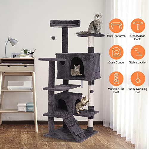 Árbol para gatos multi nivel 54 pulgadas gris miniatura 5