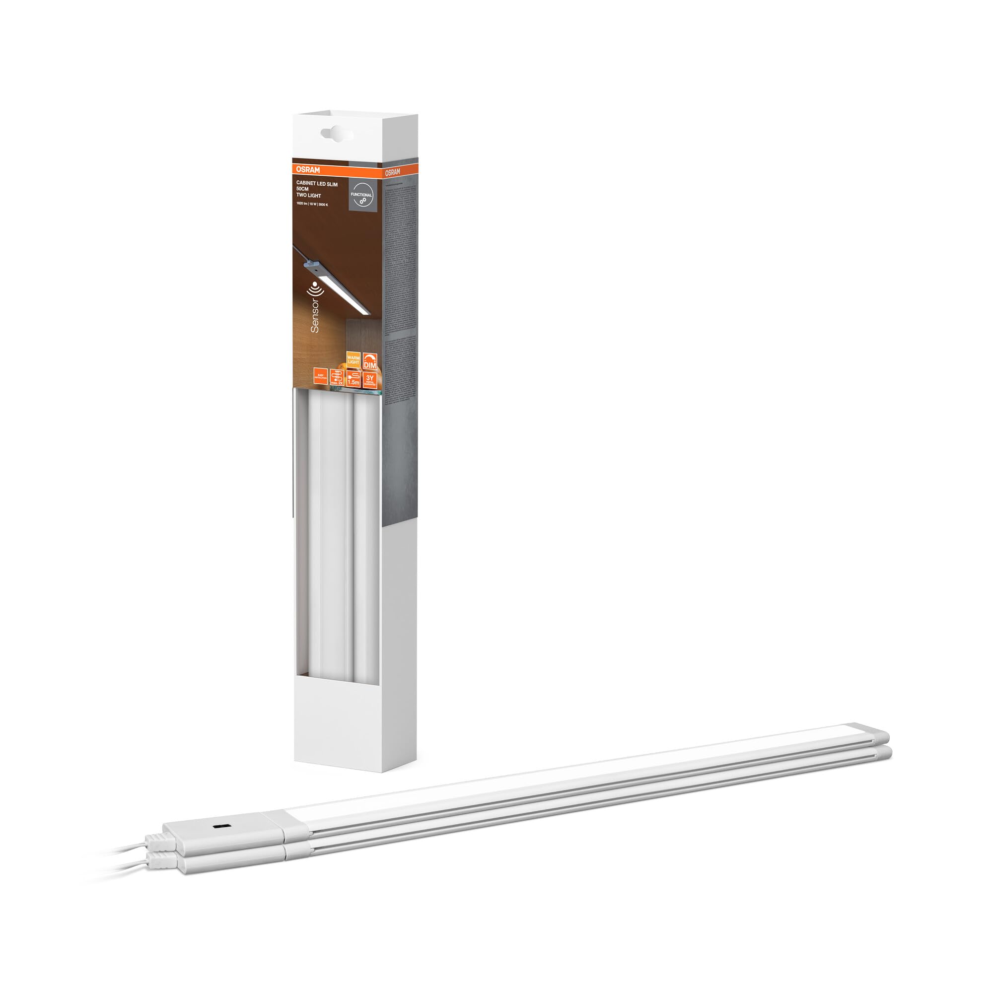 OSRAM kit 2 plafoniere LED 300mm con sensore automatico | Cabinet LED Slim, Ceiling Luminaire, Bianco, dia, 30000 h, confezione da 1