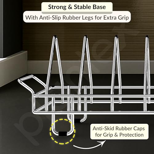 Image of Plantex Plate Stand for Kitchen Cabinet /Dish Organizer with Minor Surface Marks from Transit, Fully Quality Checked /10 Slot Plate Rack Holder (Slot - 10, Pack of 1)