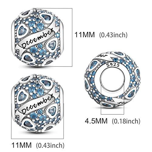 Image of MULA Birthstone Charms 925 Sterling Silver for Bracelets and Necklaces