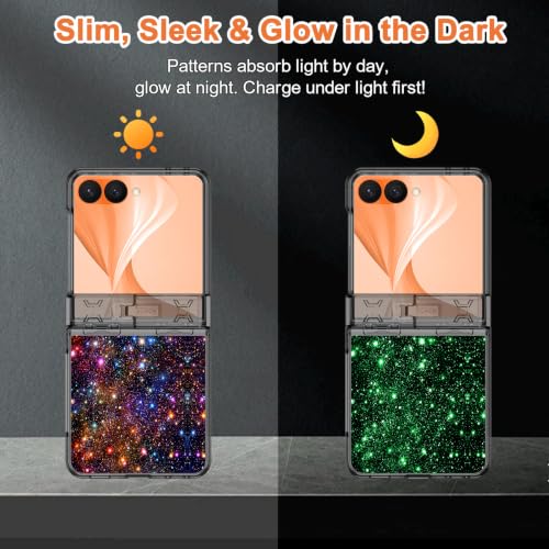 Hekodonk for Galaxy Z Flip 8 Case,[Compatible with MagSafe][Glow in The Dark][Front Screen Protector][Stand][Hinge Protection],Slim Fit for Women Girls for Samsung Galaxy Z Flip 8,Colorful Sky by Hekodonk - Used condition - Image 3