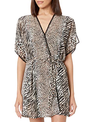 Cinema Etoile Women's Kendra-Natural Habitat Animal Print Babydoll and Wrap Robe Set