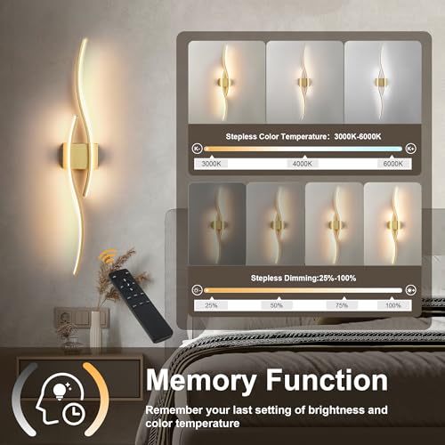 Image of KARTOOSH Wireless Wall Sconces Set of 2, Dimmable LED Sconce with Remote | Battery Operated Wall Sconce with 3 CCT Night-Light Timer Memory Modern Wall Sconces for Living Room, Hallway, Bedroom