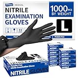 Supmedic Disposable Nitrile Gloves, Chemical Resistant, Powder-Free, Latex-Free, Food Safe, Medical Exam Gloves, Black, Large, 1000 Pcs