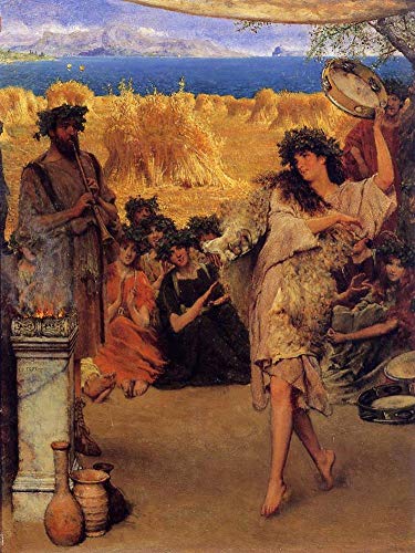 Peinture à l'huile sur toile Alma Tadema triptyque bacchante romantique