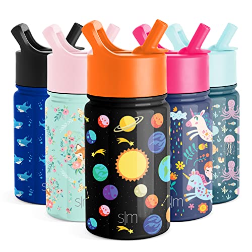 Simple Modern 10oz Summit Kids Water Bottle Thermos with Straw Lid - Dishwasher Safe Vacuum Insulated Double Wall Tumbler Travel Cup 18/8 Stainless Steel -Solar System