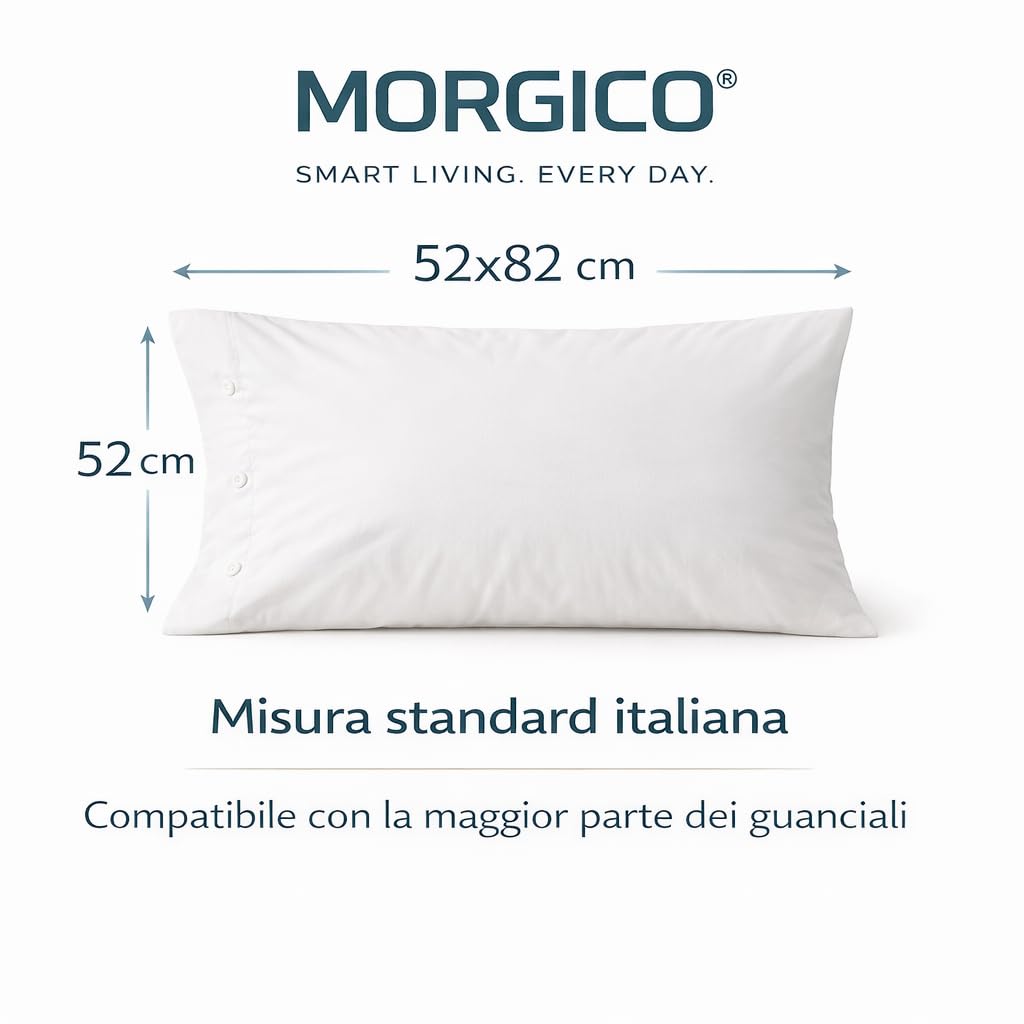 Set 2 Pezzi Federe Cuscino 52x82 cm con Bottoni in Cotone 100% Lavabile Rosa Confetto