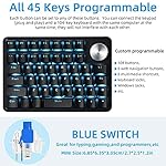 Koolertron One Handed Mechanical Gaming Keyboard with 24 Macro Keys, 45-Key Fully Programmable Mini Keypad, Mini USB Macro Keyboard with Rotating Knob, Blue Backlit, for Windows PC Gamers - Image 2