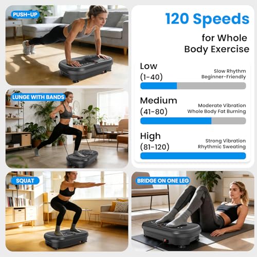 Image of AXV Vibration Plate Fitness Platform Exercise Machine Vibrating Shaking Full Body Shaker Workout Vibrate Stand Shake Board Sport for Weight Loss Fat Burner for Gym Home Office