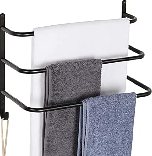 Towel Racks for Bathroom 3-Tier Towel Bars Wall Mounted Matte Black Towel Holder with Hooks for Bathroom Toilet Bedroom Wall 16 Inch
