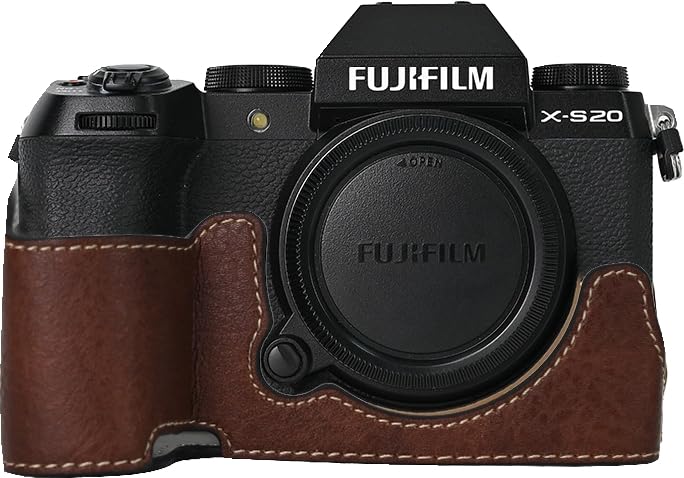 Funda media cámara cuero PU BMAOLLONGB para Fujifilm X-S20