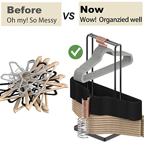 Hanger Organizer Hangers Storage, Hanger Rack Holder for 80 Velvet Hangers Plastic Hangers Wire Hangers Wood Hangers Closet Space Saving, Sturdy Clothes Hanger Stacker (Black) - Image 4